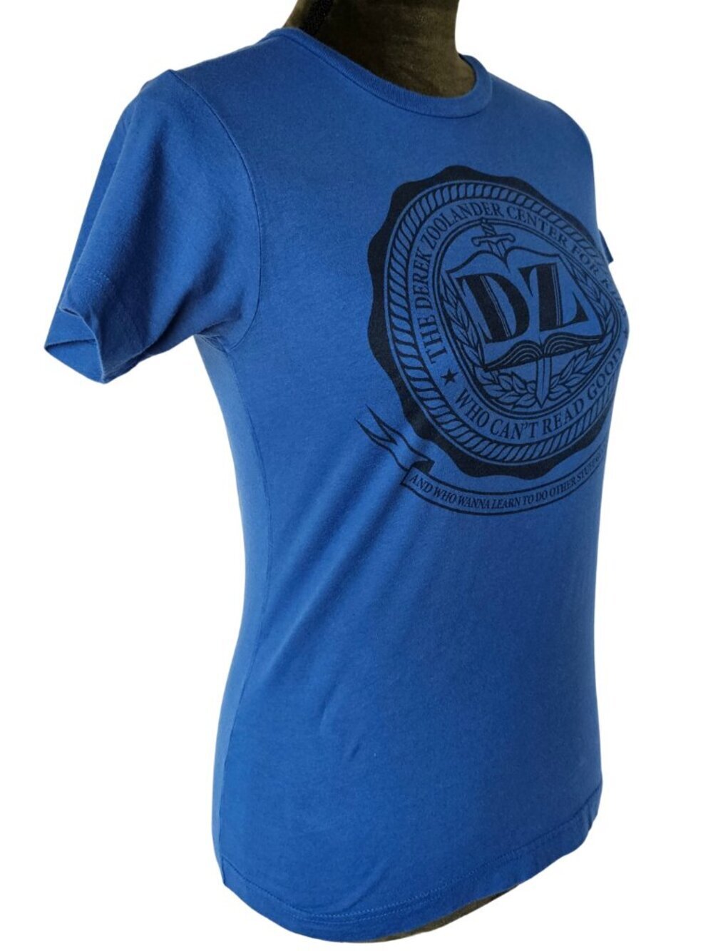 Derek Zoolander Center for Kids Who Can't Read Good T-Shirt, Blue, Womens Size M - Picture 2 of 7